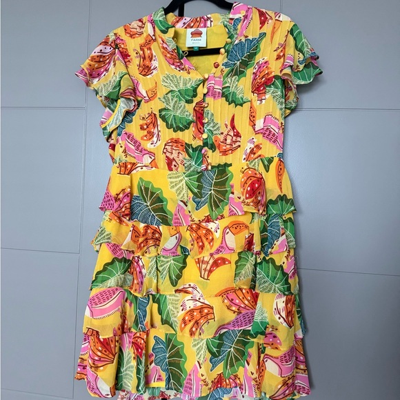 FARM Rio Yellow Tropical Mini Dress - Picture 3 of 10